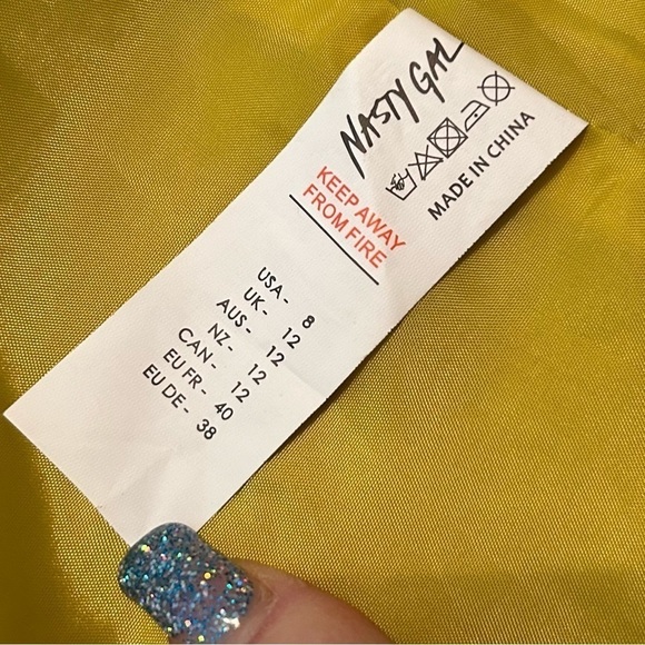 Nasty Gal Collection Chartreuse Double Breasted Fully Lined Deep Neckline Blazer - Picture 9 of 15